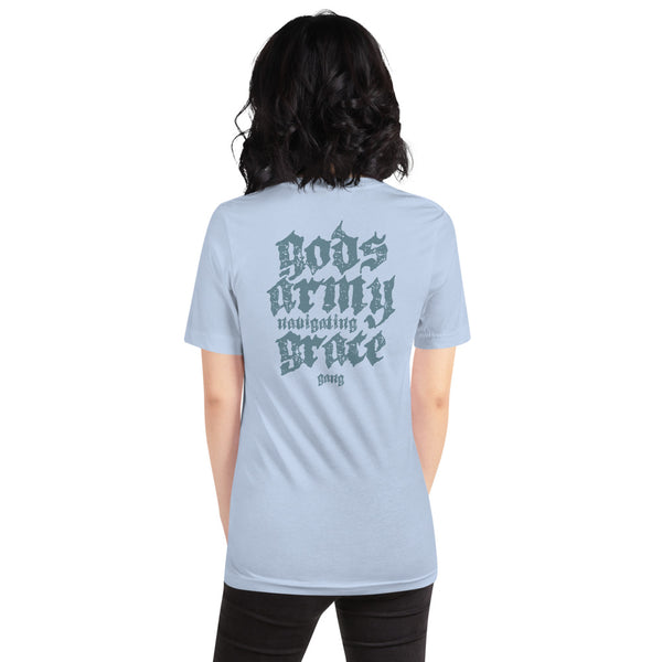 Gang T-Shirt – Gods Army Navigating Grace Slogan Clothing – Christian Streetwear Graphic T-Shirt