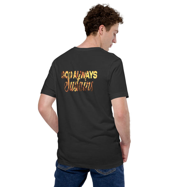 Gas T-Shirt – God Always Sustains Flame Slogan Clothing – Christian Streetwear Graphic T-Shirt
