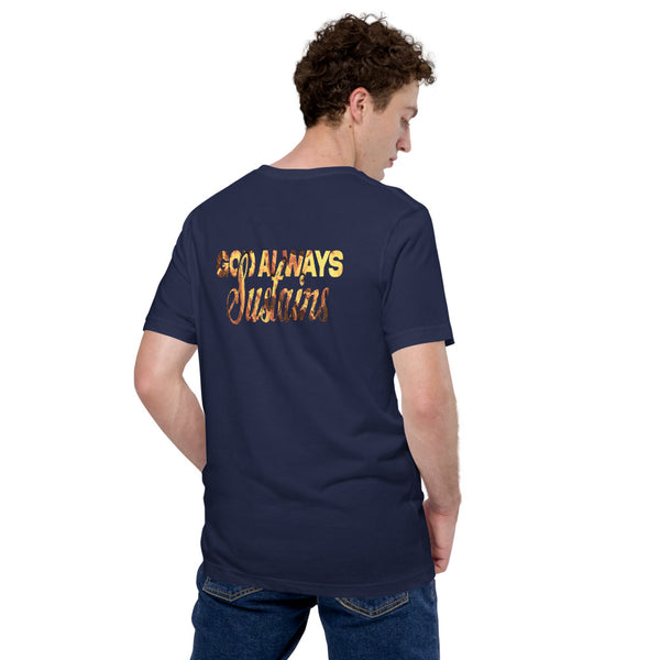 Gas T-Shirt – God Always Sustains Flame Slogan Clothing – Christian Streetwear Graphic T-Shirt