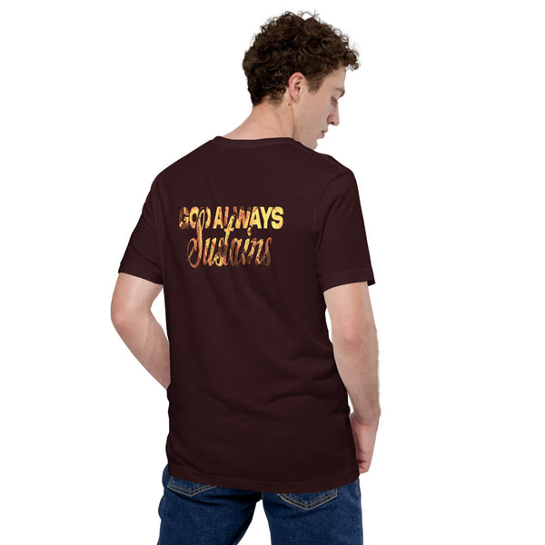 Gas T-Shirt – God Always Sustains Flame Slogan Clothing – Christian Streetwear Graphic T-Shirt