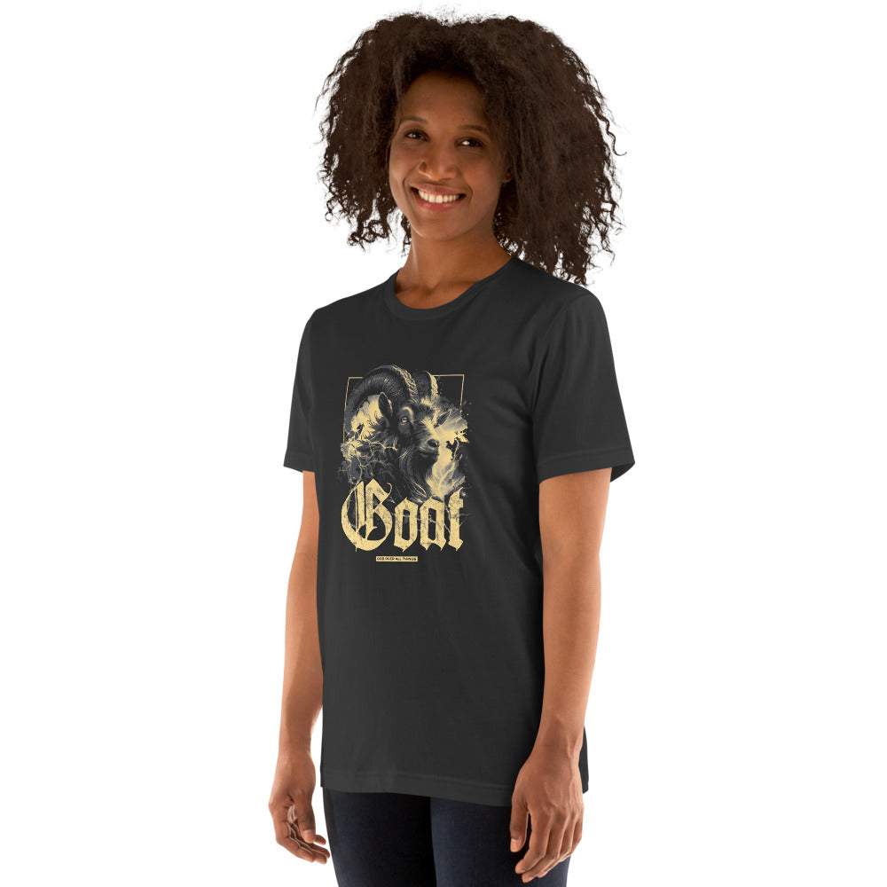 GOAT T-Shirt - Left Front View - Dark Grey