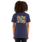 GOAT T-Shirt - Back View - Heather Midnight Navy