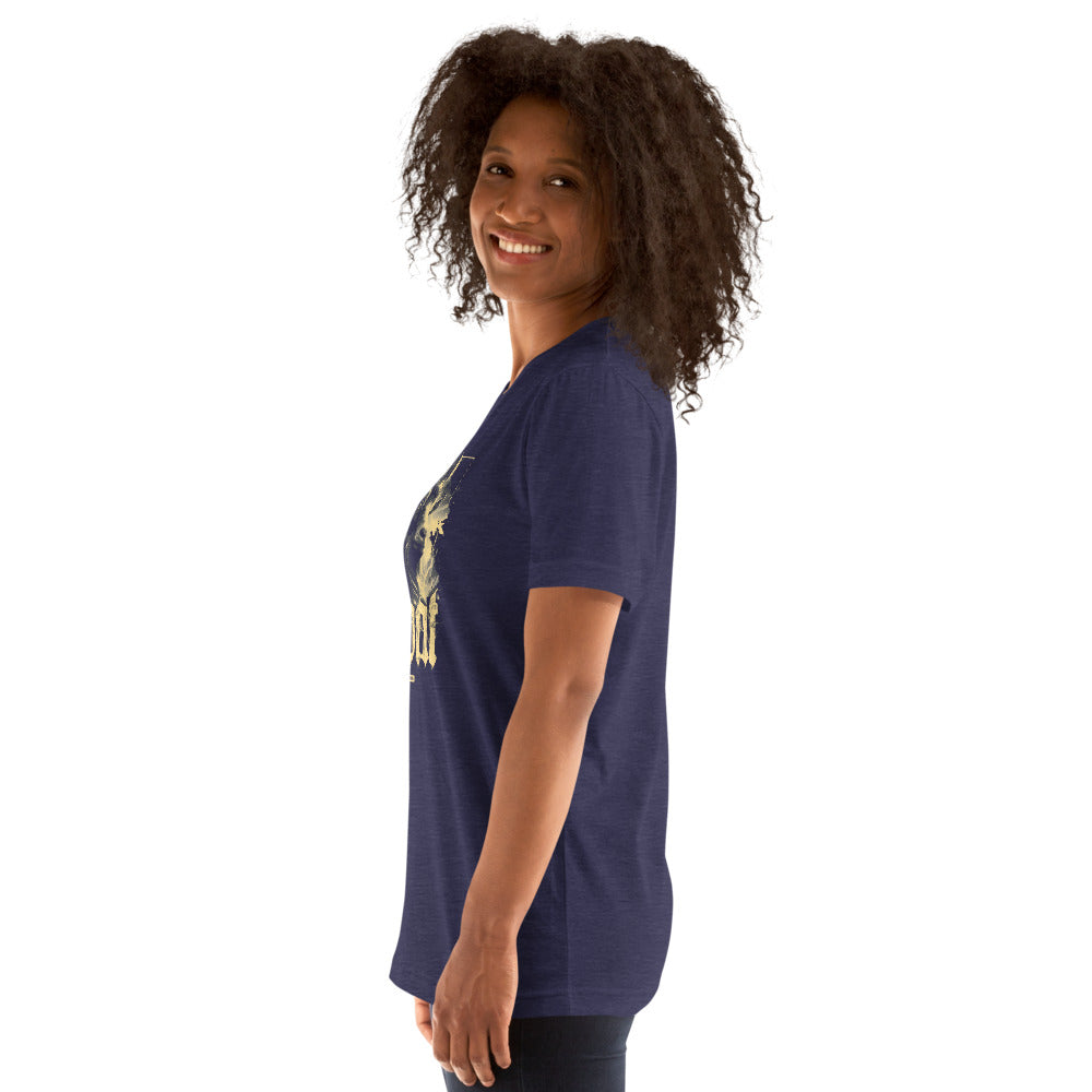 GOAT T-Shirt - Left View - Heather Midnight Navy