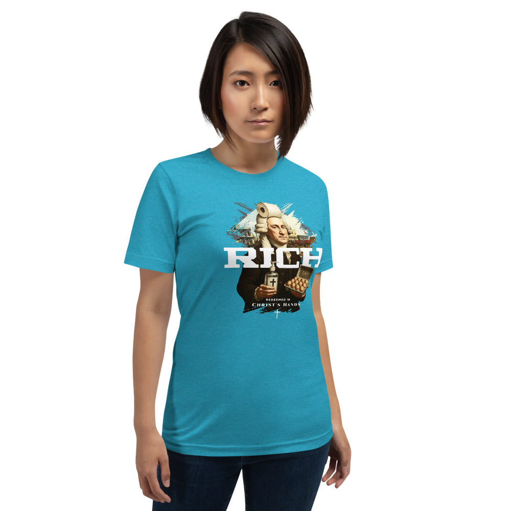 RICH T-Shirt - Front View - Heather Aqua