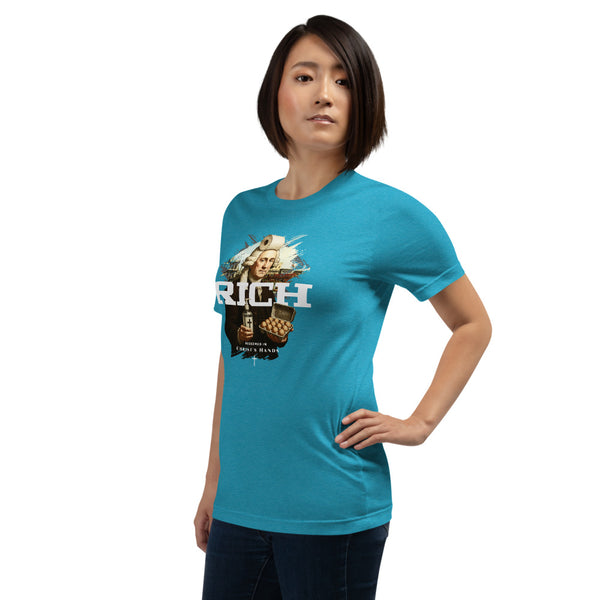 Rich T-Shirt – Redeemed in Christ's Hands Slogan Clothing – Christian Streetwear Graphic T-Shirt – Soft Short Sleeve Tee