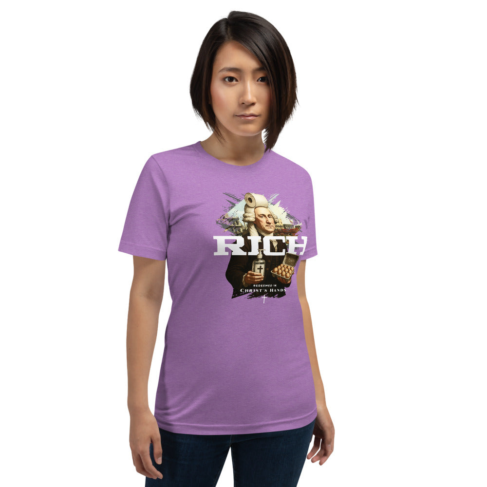 RICH T-Shirt - Front View - Heather Team Purple