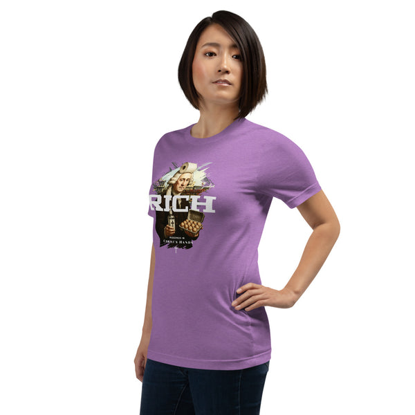 Rich T-Shirt – Redeemed in Christ's Hands Slogan Clothing – Christian Streetwear Graphic T-Shirt – Soft Short Sleeve Tee